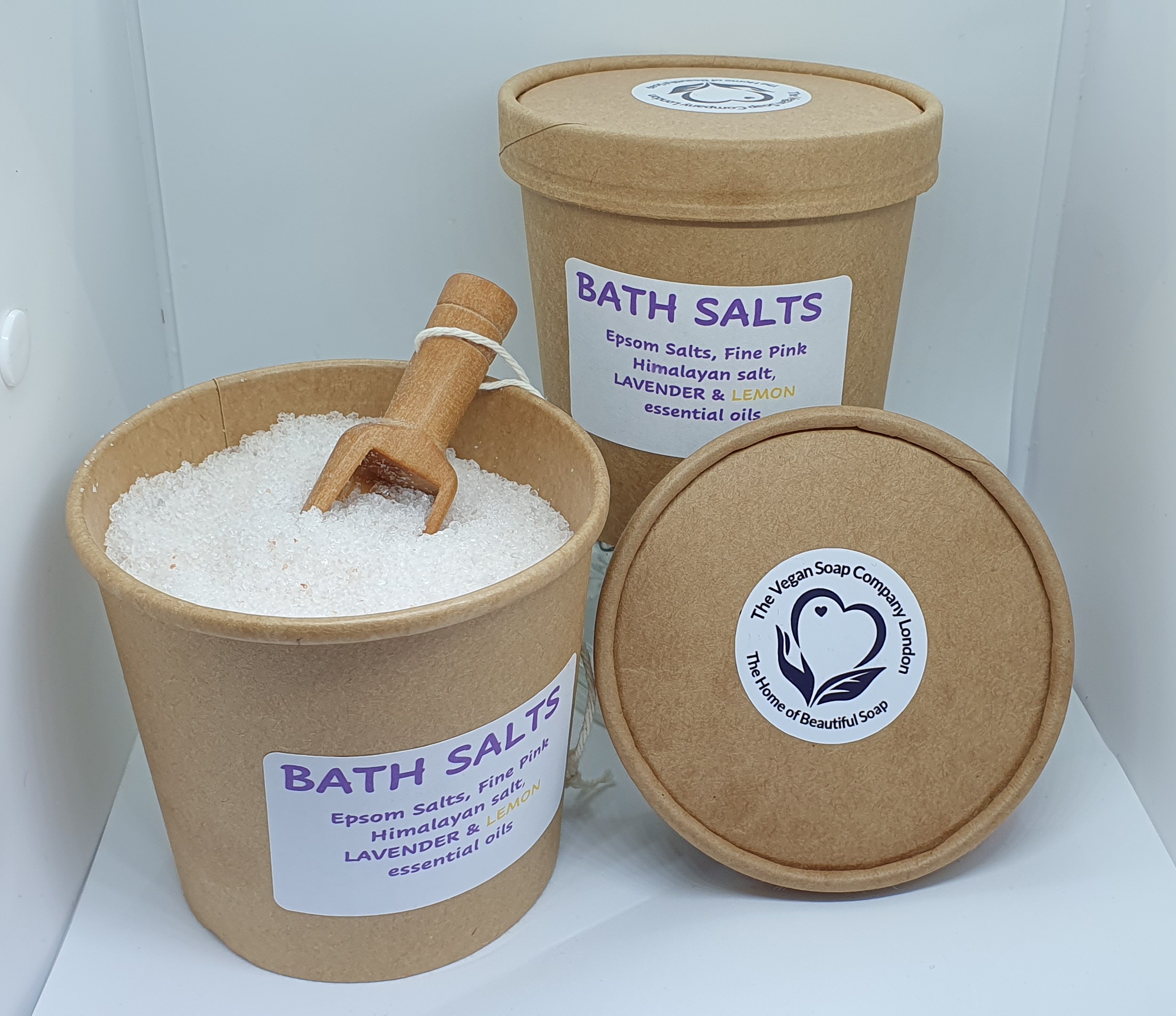Tub of Bath salts Lavender & Lemon Epsom Salt with Pink Himalayan salt 320g with scoop